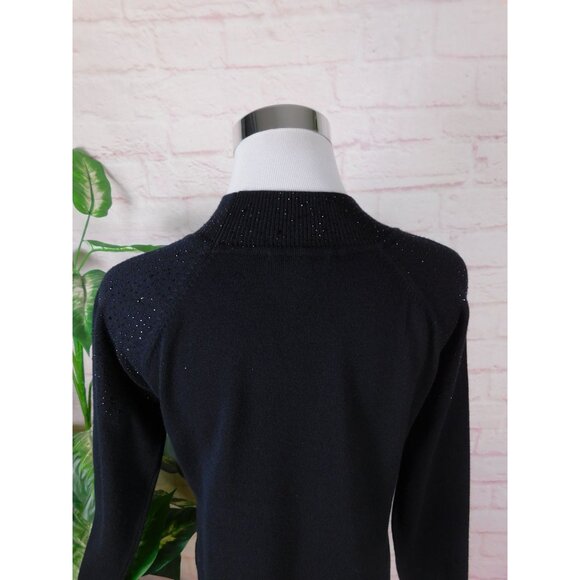 Cable Gauge S Black Keyhole Sparkle Sweater Top - Picture 6 of 10